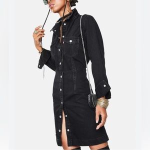 Levi’s Black Denim Long Sleeve Button Down Mini Dress